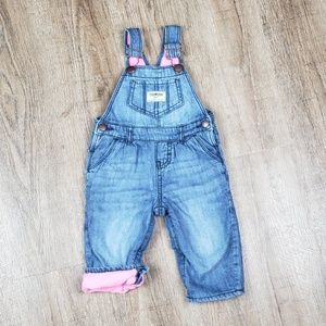 Oshkosh Girls Pink Fleece Lined Overalls Sz. 9M